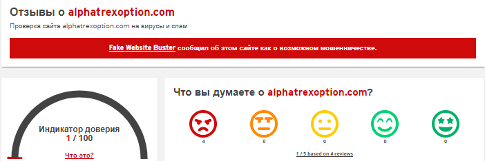 Проект Alphatrexoption — отзывы, разоблачение