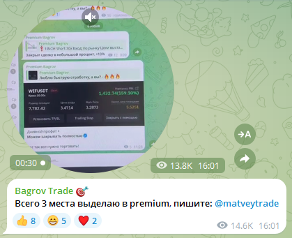 Телеграмм-канал Bagrov Trade — отзывы, разоблачение