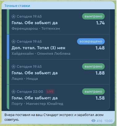 Телеграмм-канал Точные ставки — отзывы, разоблачение