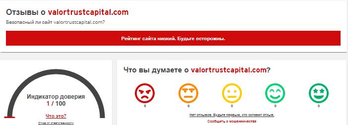 Проект Valortrust Capital — отзывы, разоблачение