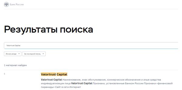 Проект Valortrust Capital — отзывы, разоблачение