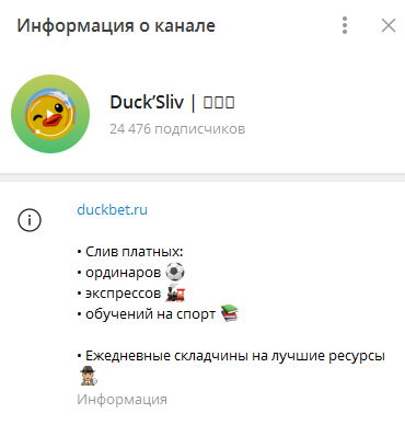 Телеграмм-канал Duck’Sliv | 🅑🅔🅣 — отзывы, разоблачение