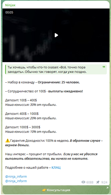 Телеграмм-канал Ninjax — отзывы, разоблачение