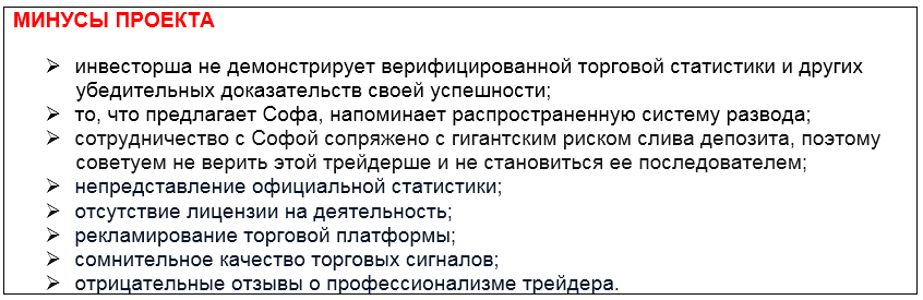 Телеграмм-канал ТРЕЙДИНГ С СОФОЙ— отзывы, разоблачение